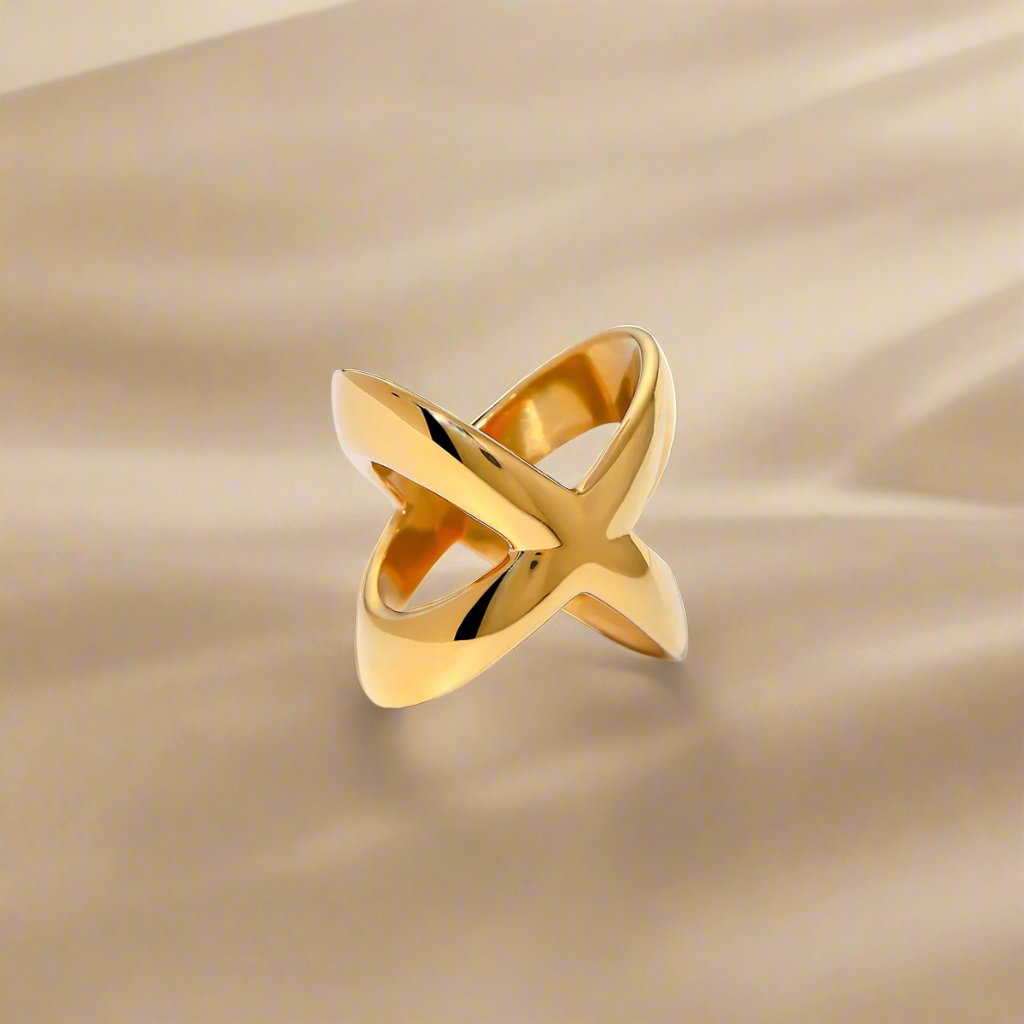 18K Gold-Plated Crisscross Ring