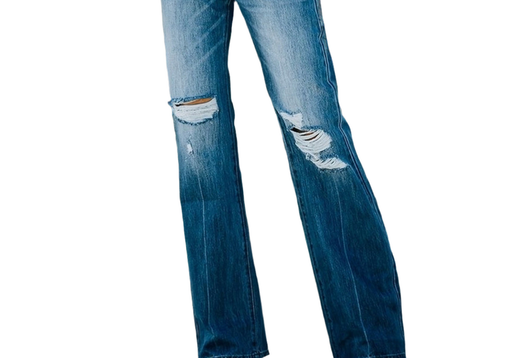 Distressed Button-Fly Jeans with Pockets