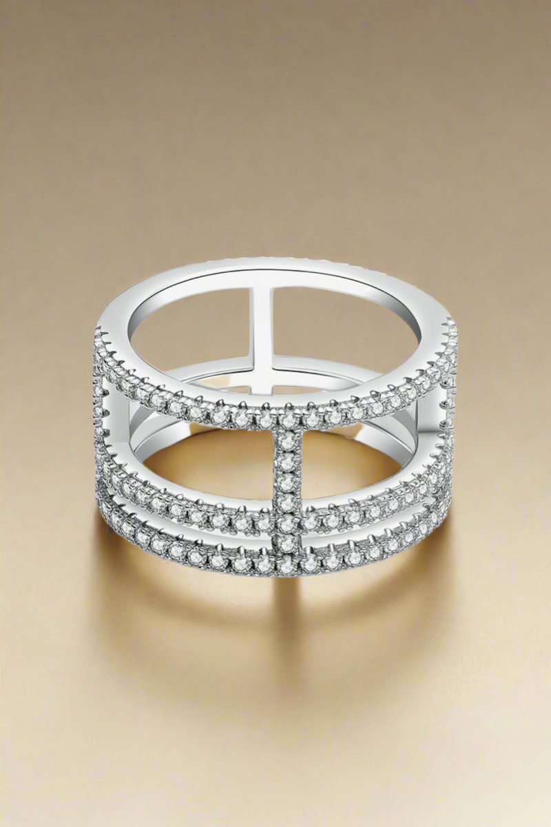 Adored Moissanite Cutout Wide Ring