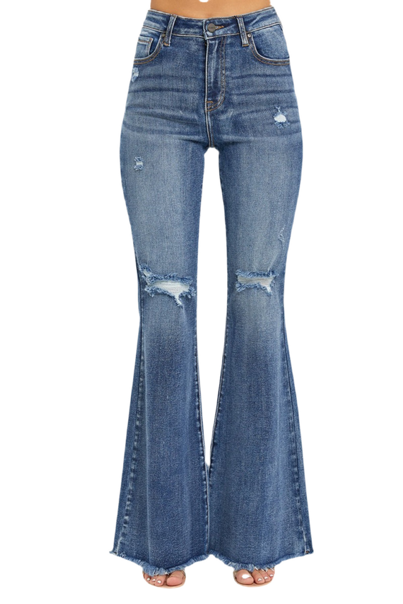 High Waist Distressed Fare Jeans