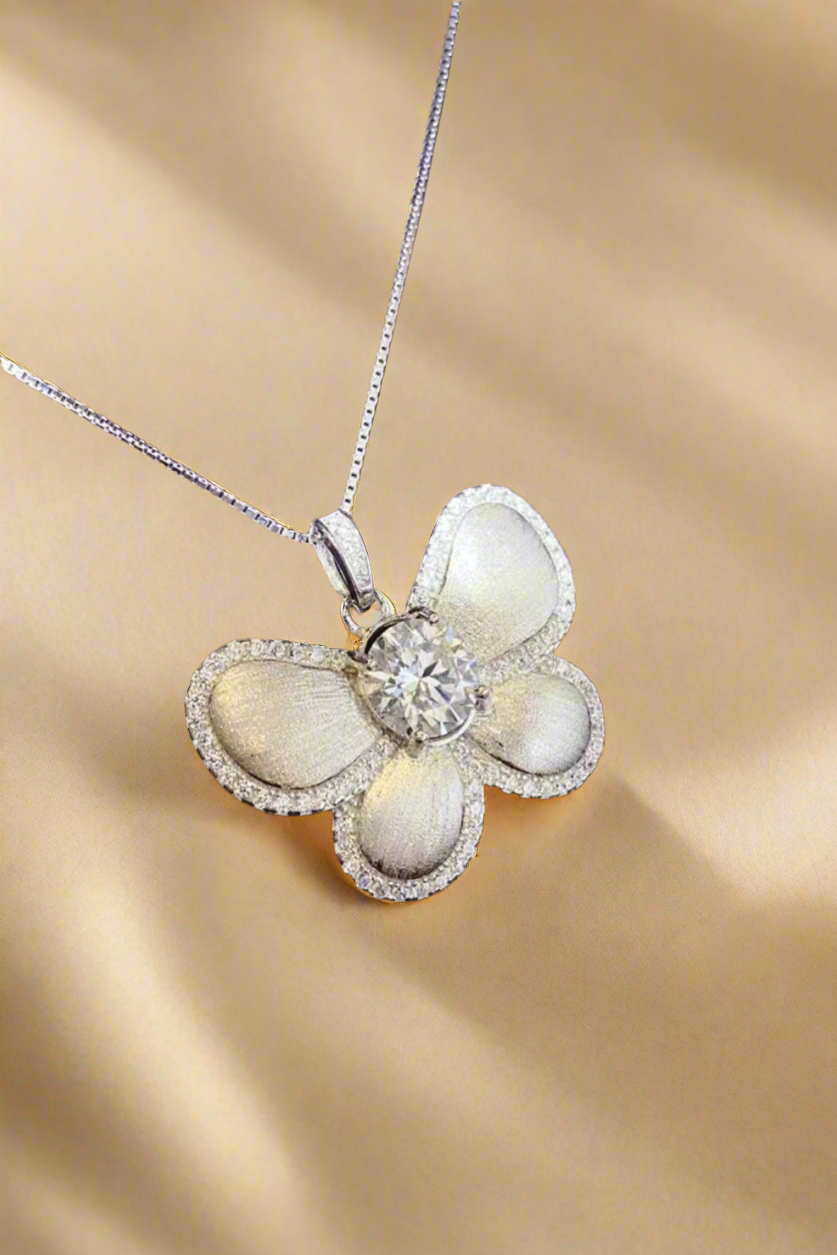 1 Carat Moissanite Butterfly Pendant Necklace