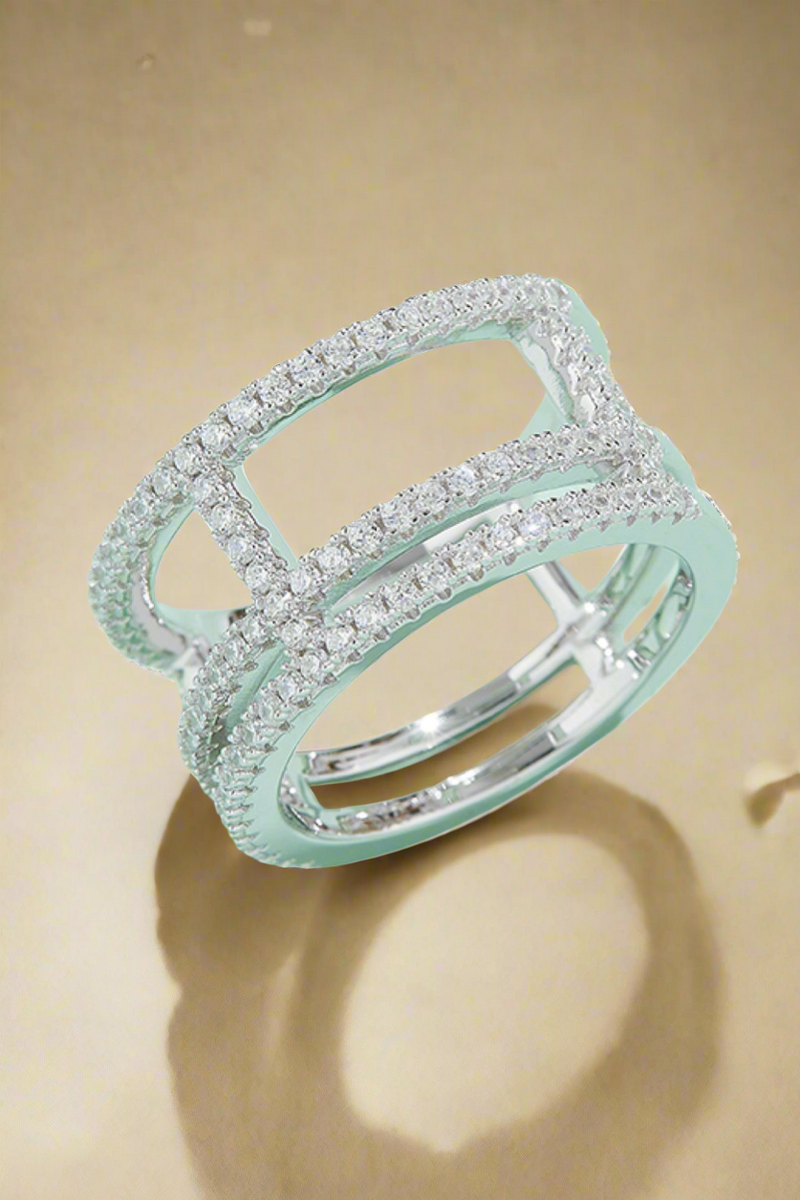 Adored Moissanite Cutout Wide Ring