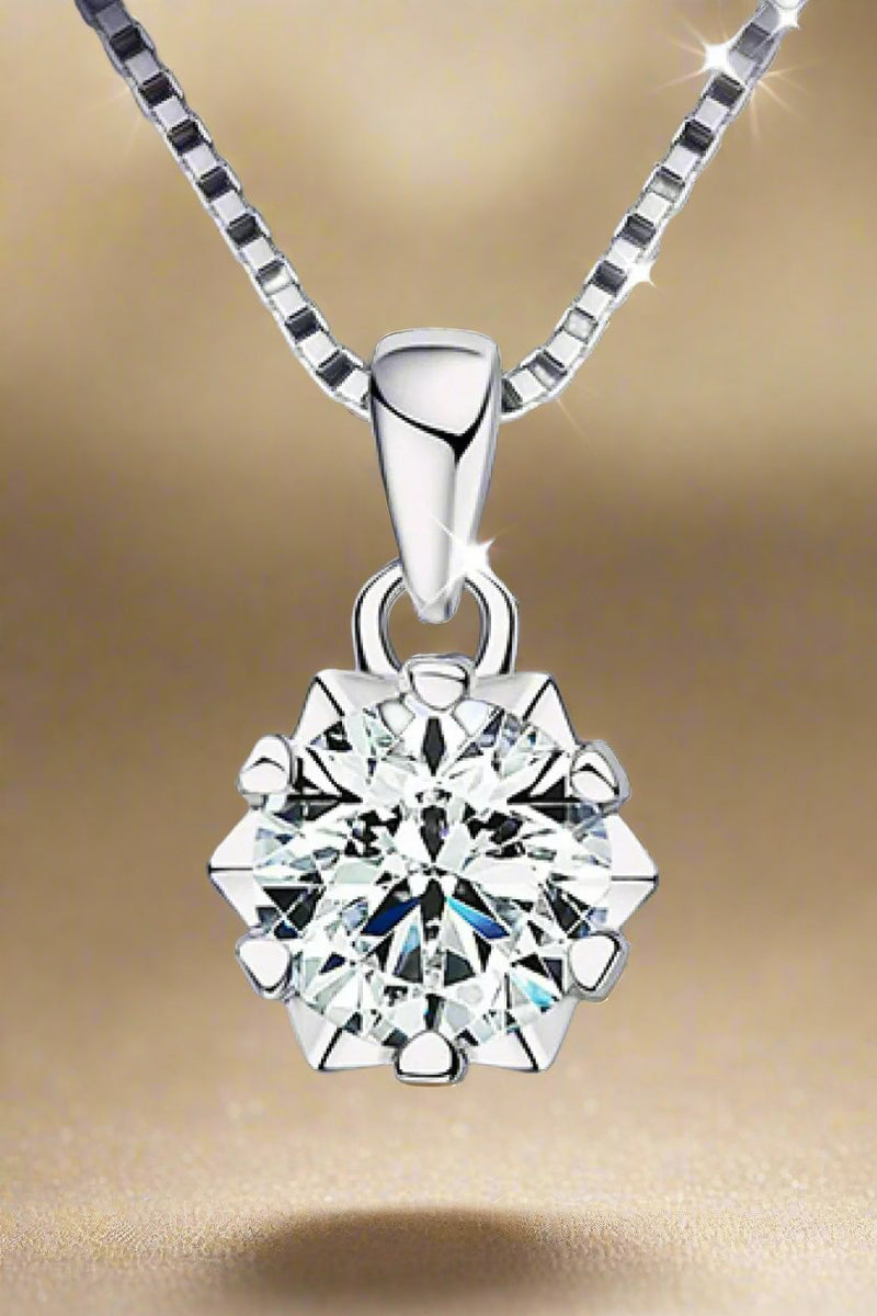 1 Carat Moissanite Pendant Platinum-Plated Necklace