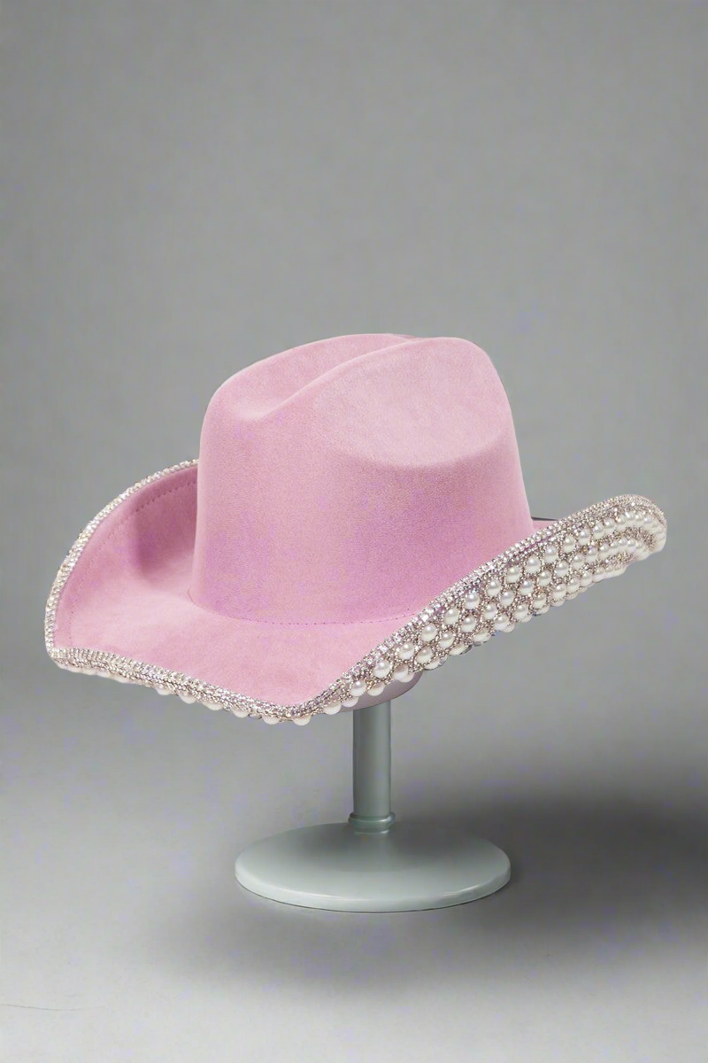 Rhinestone Pearl Trim Cowboy Hat