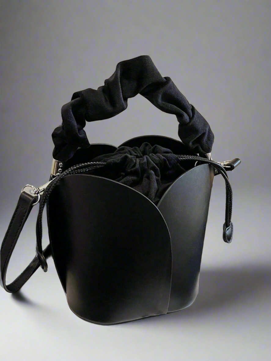 PU Leather Drawstring Bucket Bag