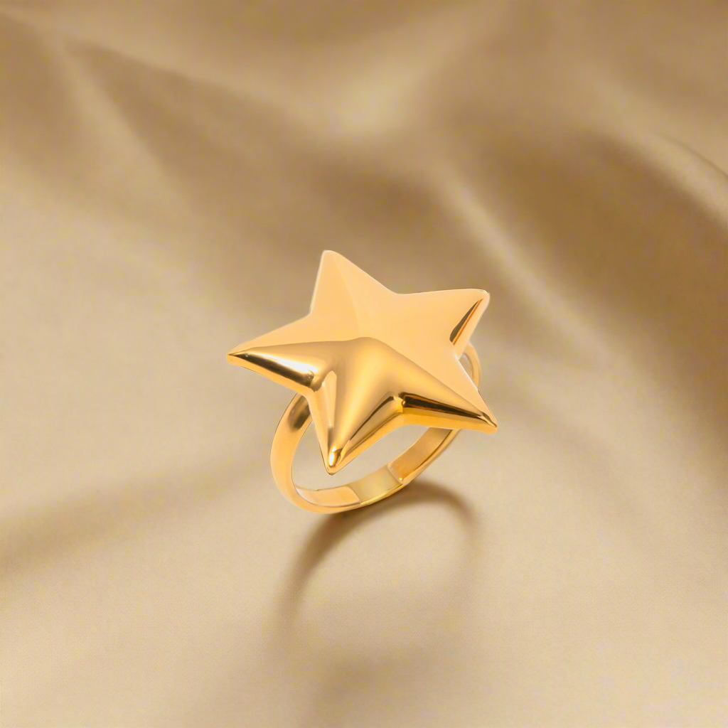 18K Gold-Plated Stainless Steel Star Ring