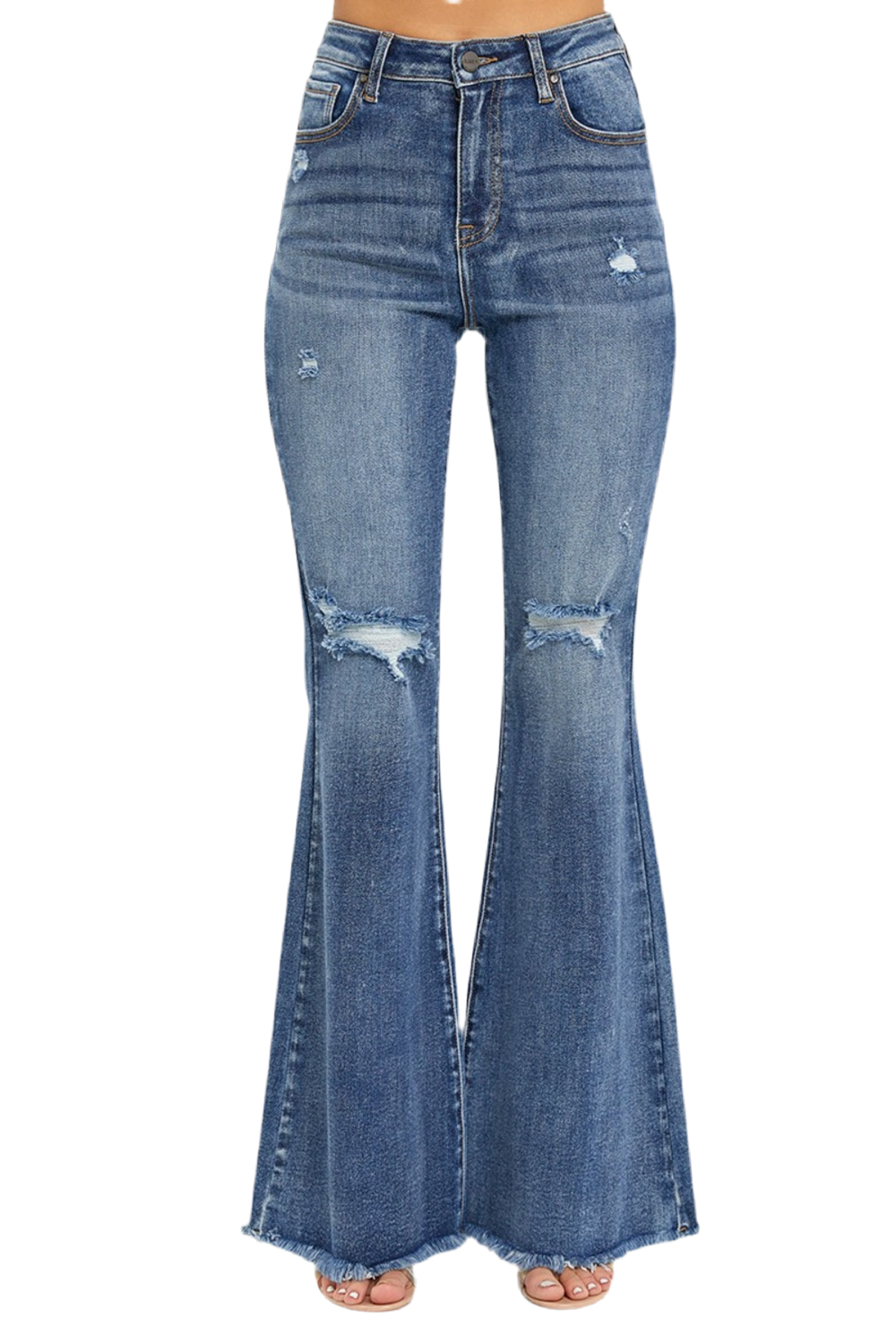 High Waist Distressed Fare Jeans