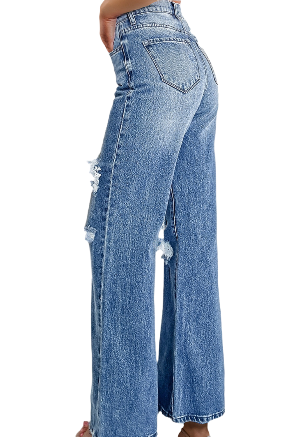 Distressed High Waist Bootcut Jeans