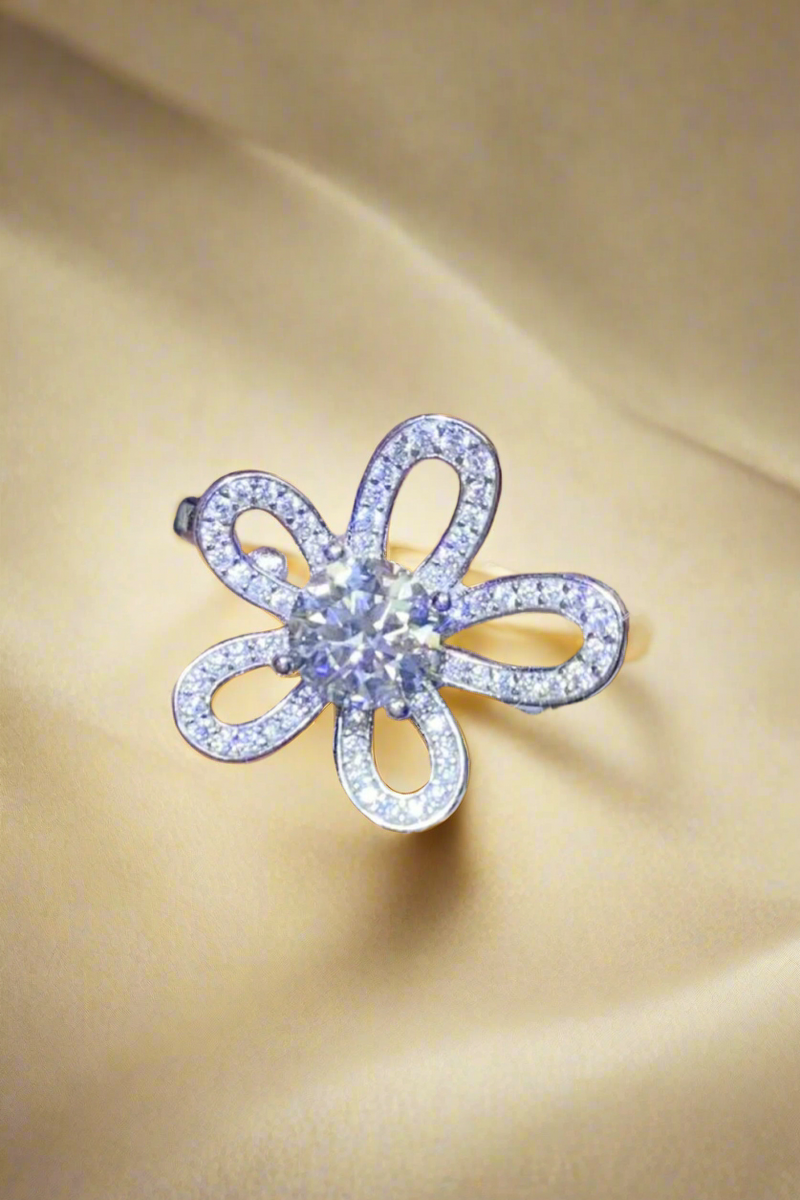 1 Carat Moissanite Flower-Shape Open Ring