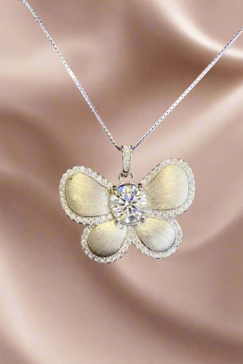 1 Carat Moissanite Butterfly Pendant Necklace