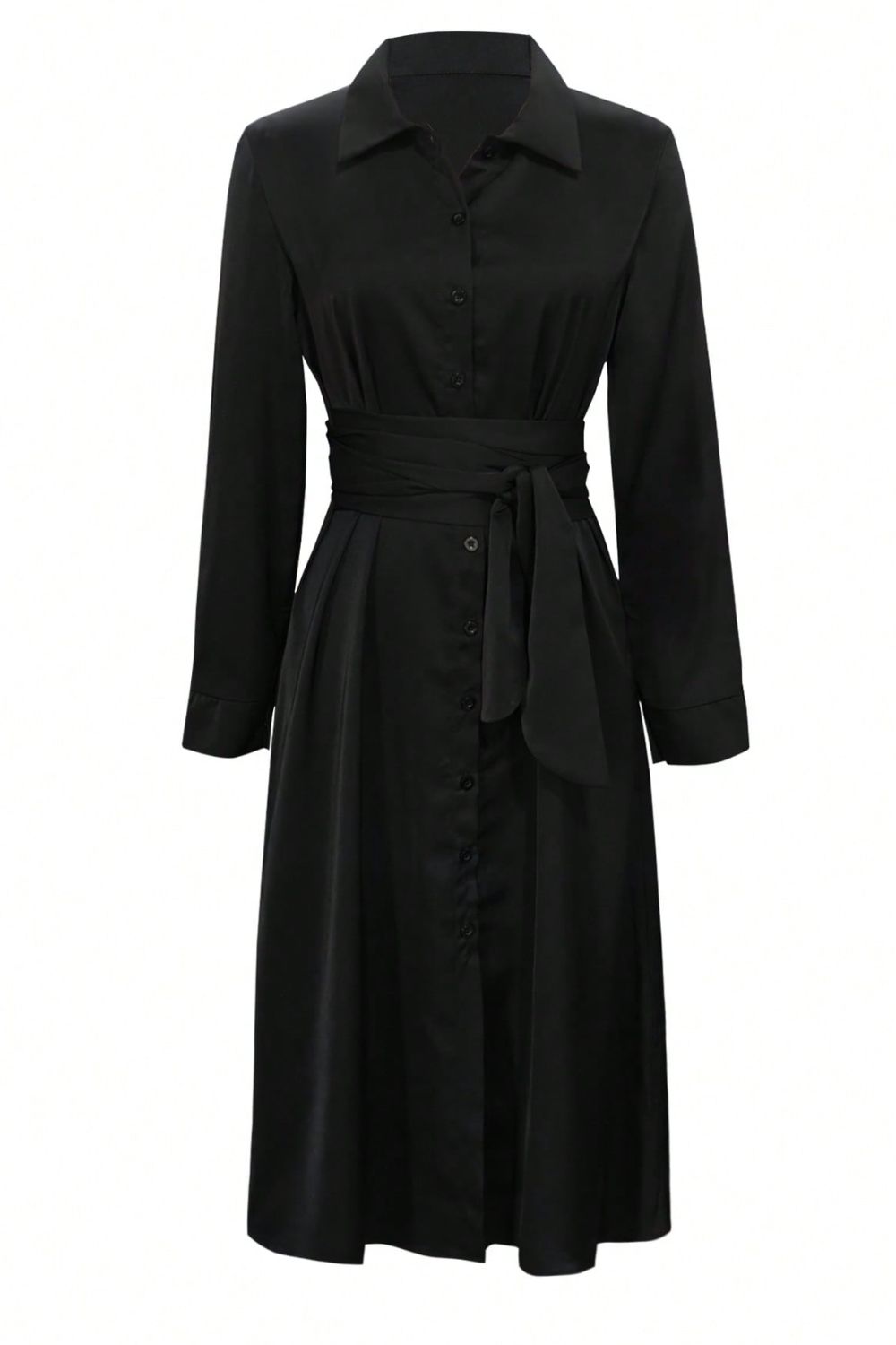 Wholesale MOQ6 Collared Neck Long Sleeve Midi Shirt Dress