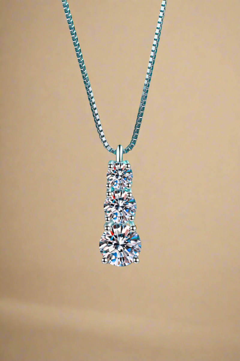 Moissanite Triple-Pendant Necklace