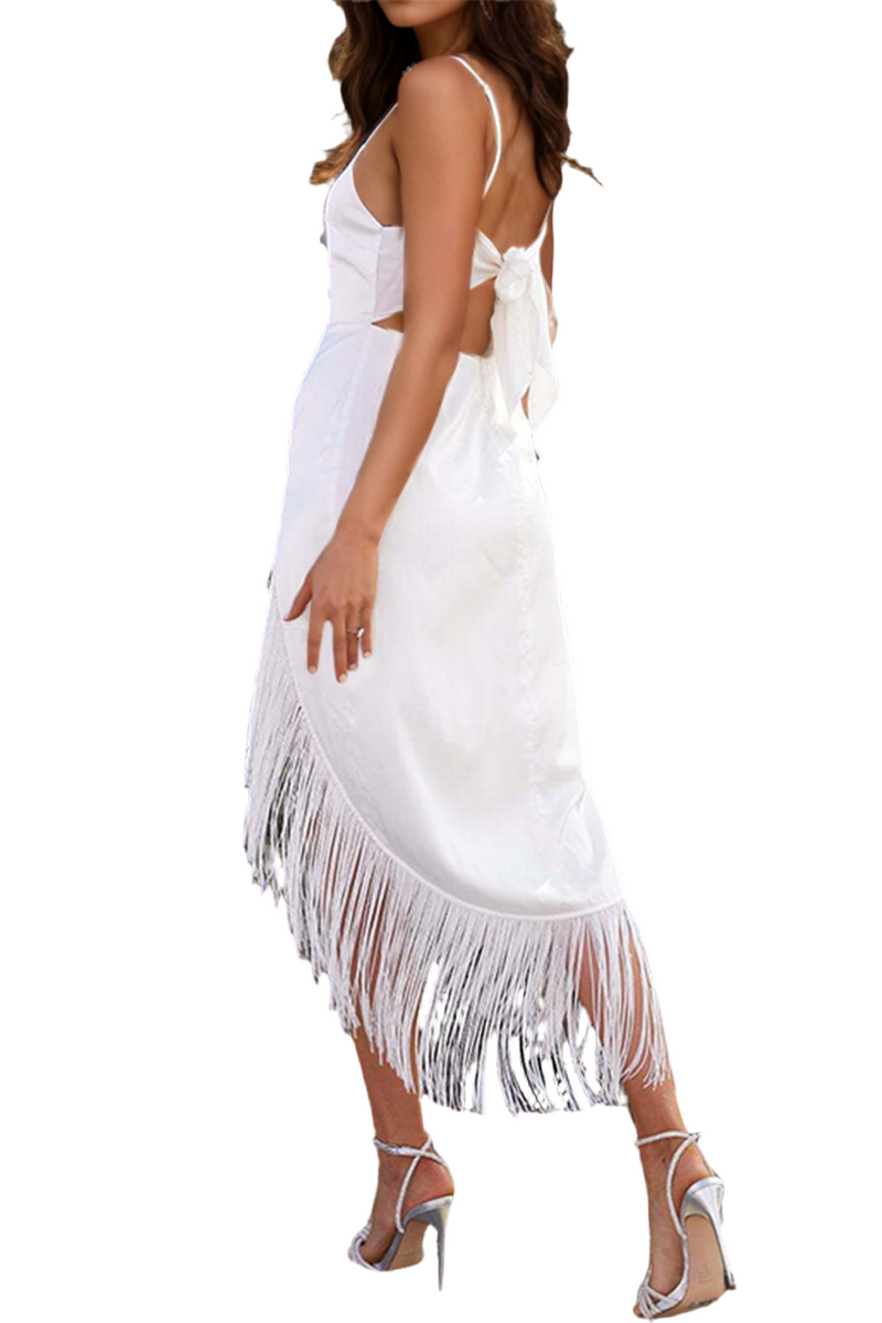 Fringe High-Low Square Neck Cami Dress