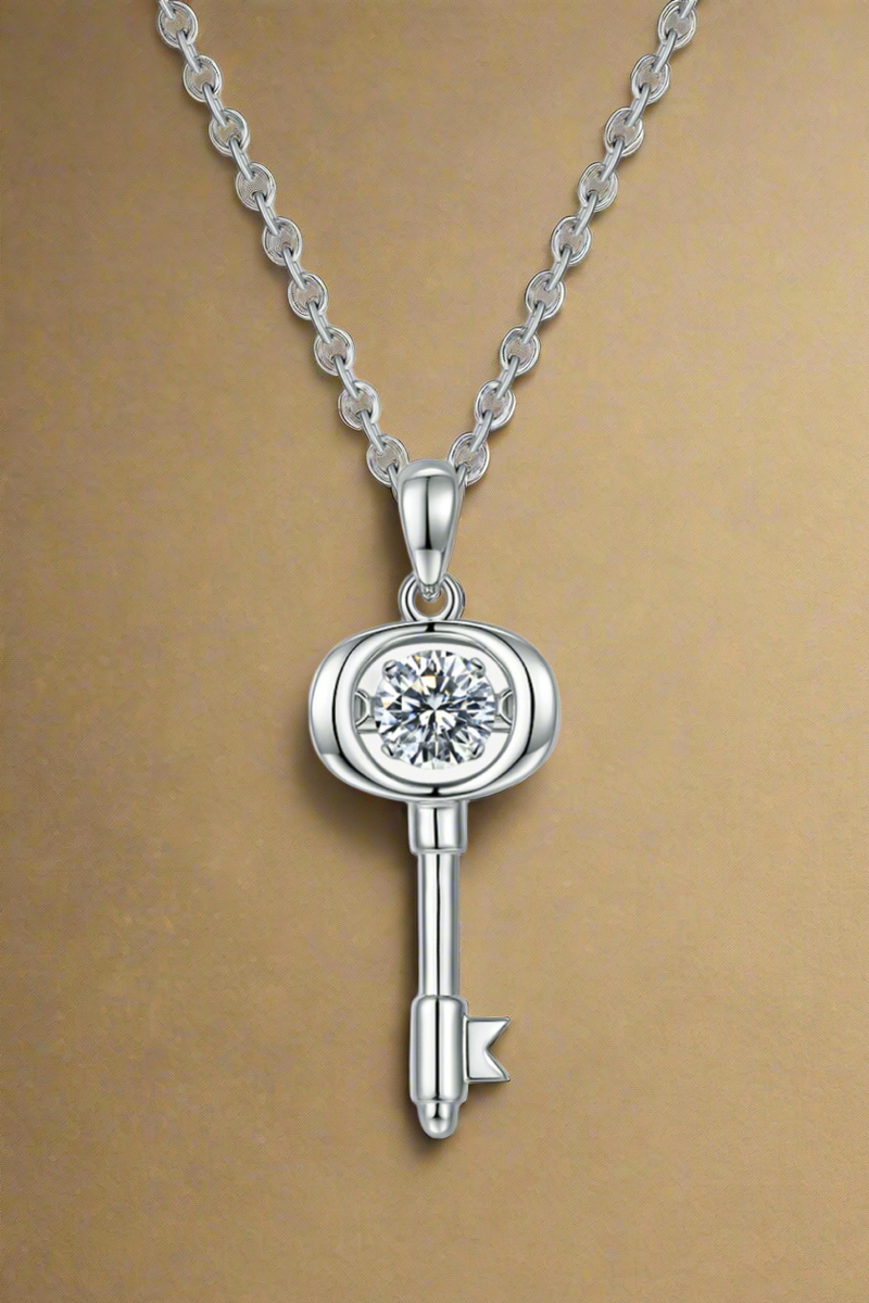 Adored Moissanite Key Pendant Necklace