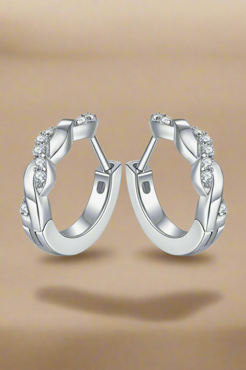 Moissanite Twisted Platinum-Plated Earrings