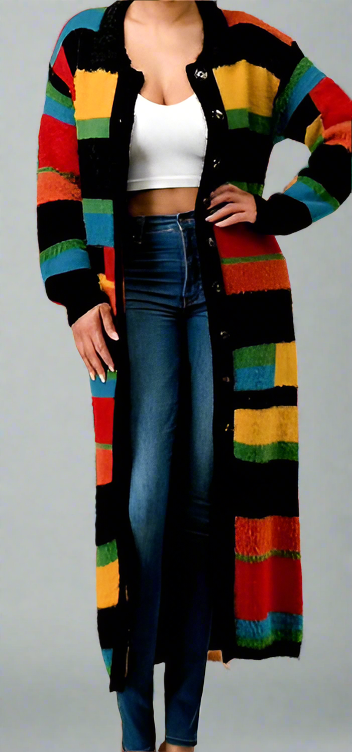 Striped Long Cardigan