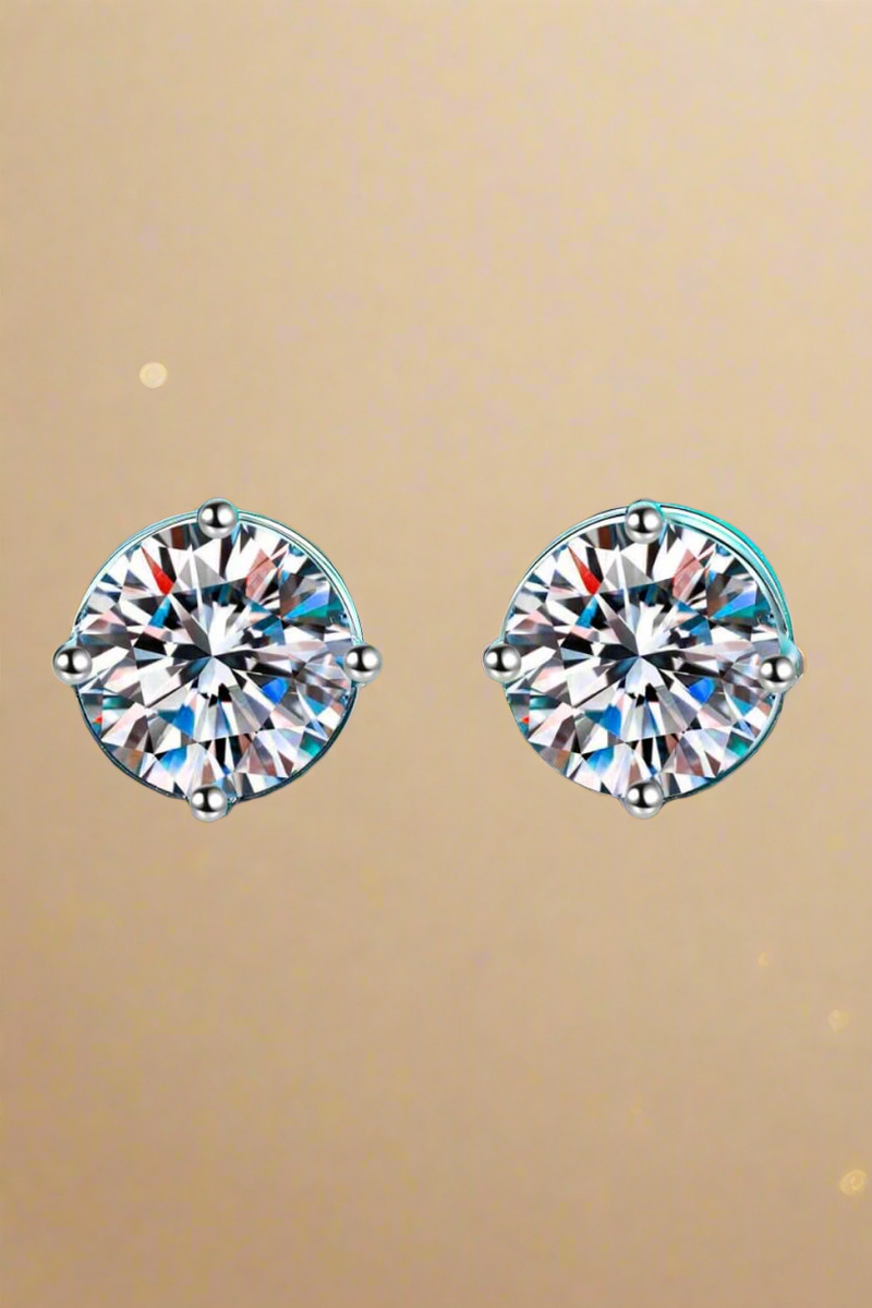 2 Carat Moissanite Rhodium-Plated Stud Earrings