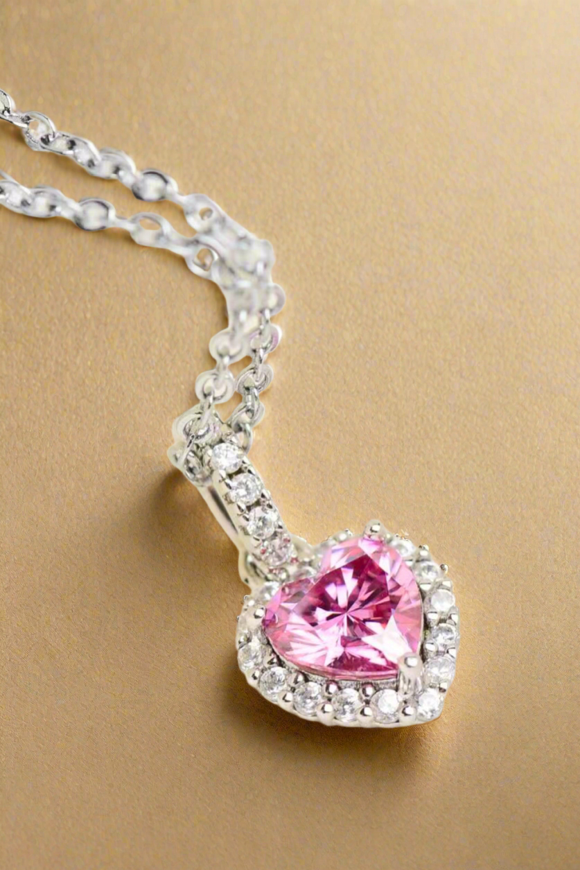 1 Carat Moissanite Heart Pendant Necklace