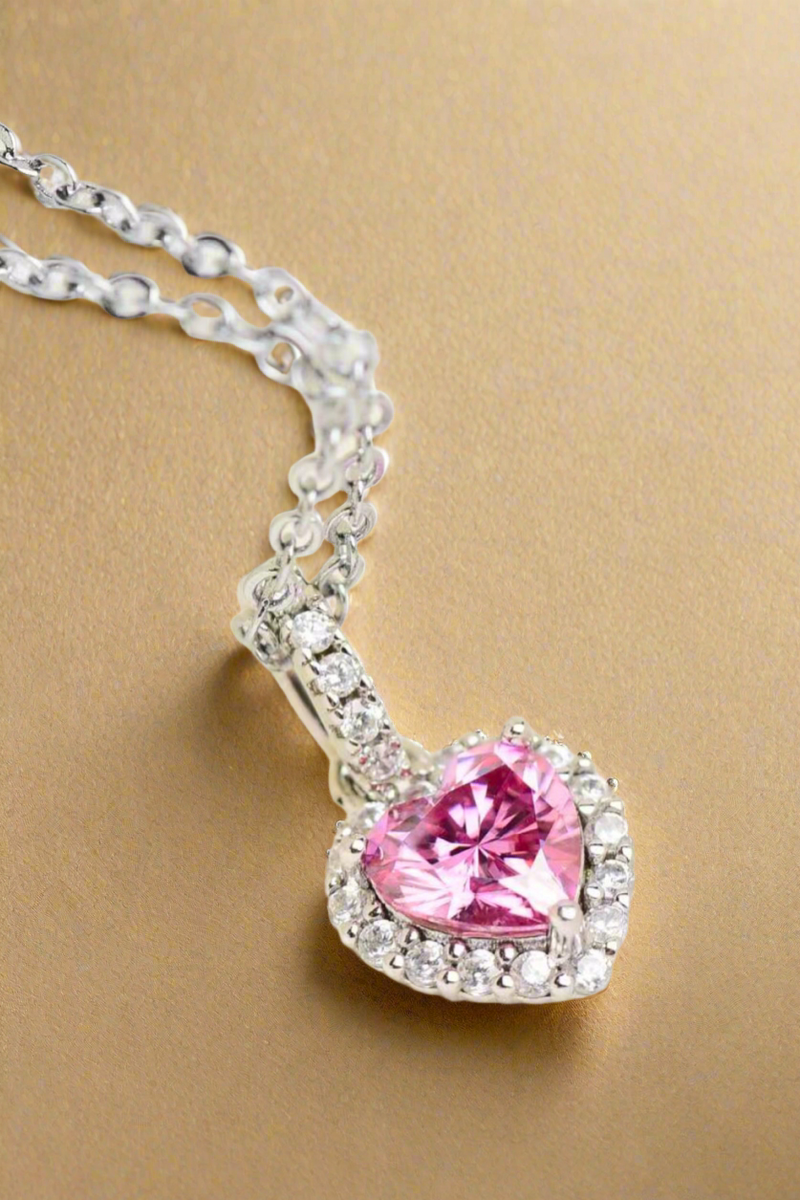 1 Carat Moissanite Heart Pendant Necklace