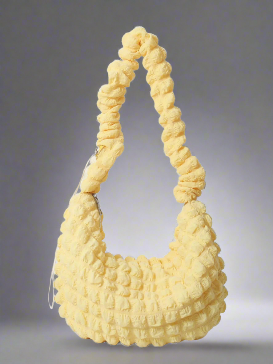 Drawstring Strap Bubble Textured Shoulder Bag