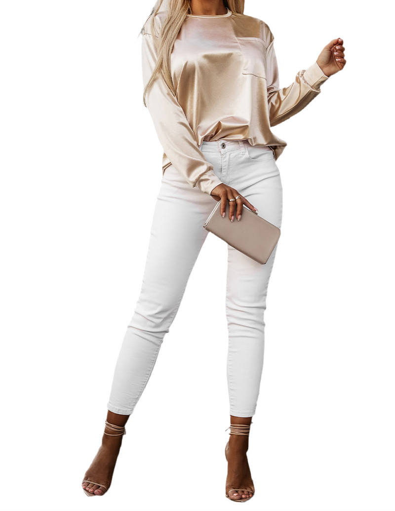 Round Neck Long Sleeve Blouse