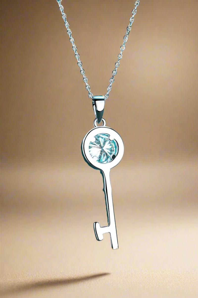 Adored Moissanite Key Pendant Necklace