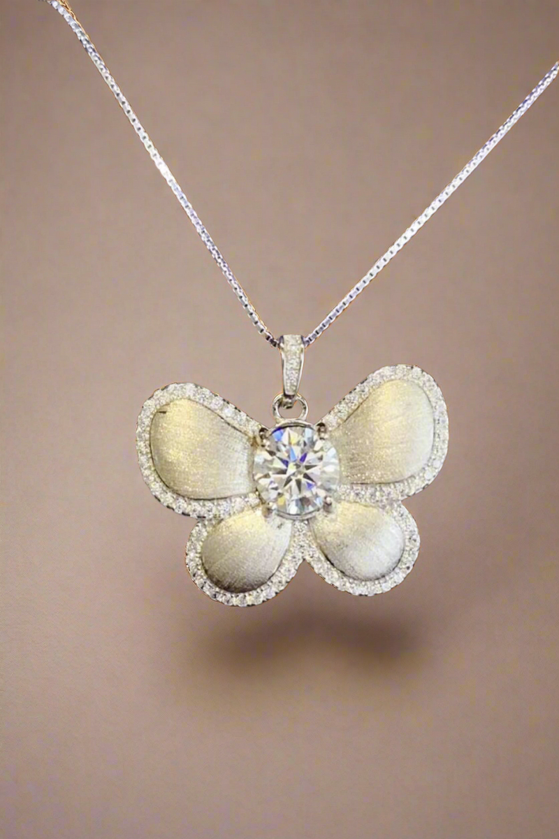 1 Carat Moissanite Butterfly Pendant Necklace