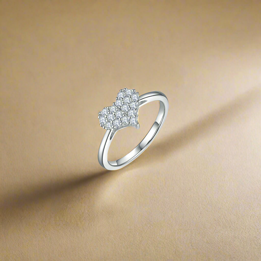 Moissanite 925 Sterling Silver Heart Ring