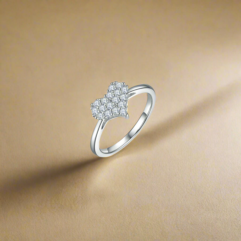 Moissanite 925 Sterling Silver Heart Ring