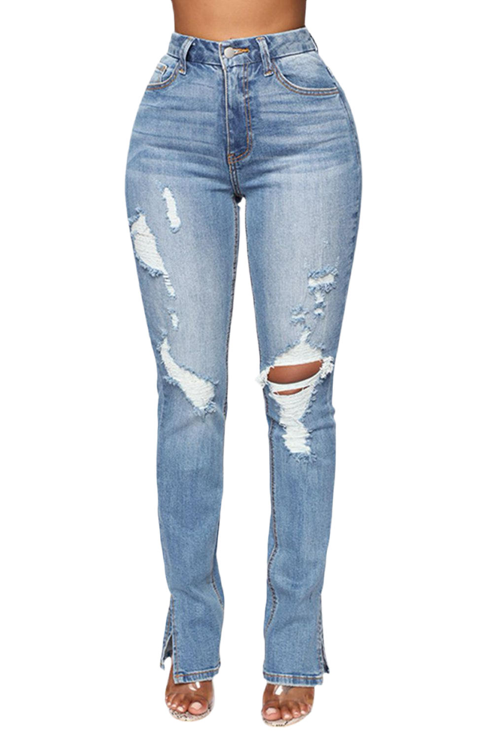 Distressed Slit Jeans