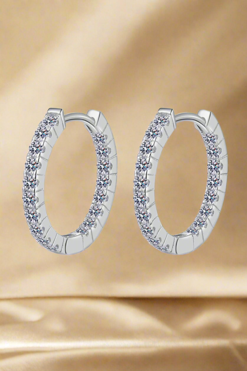 Moissanite 925 Sterling Silver Huggie Earrings