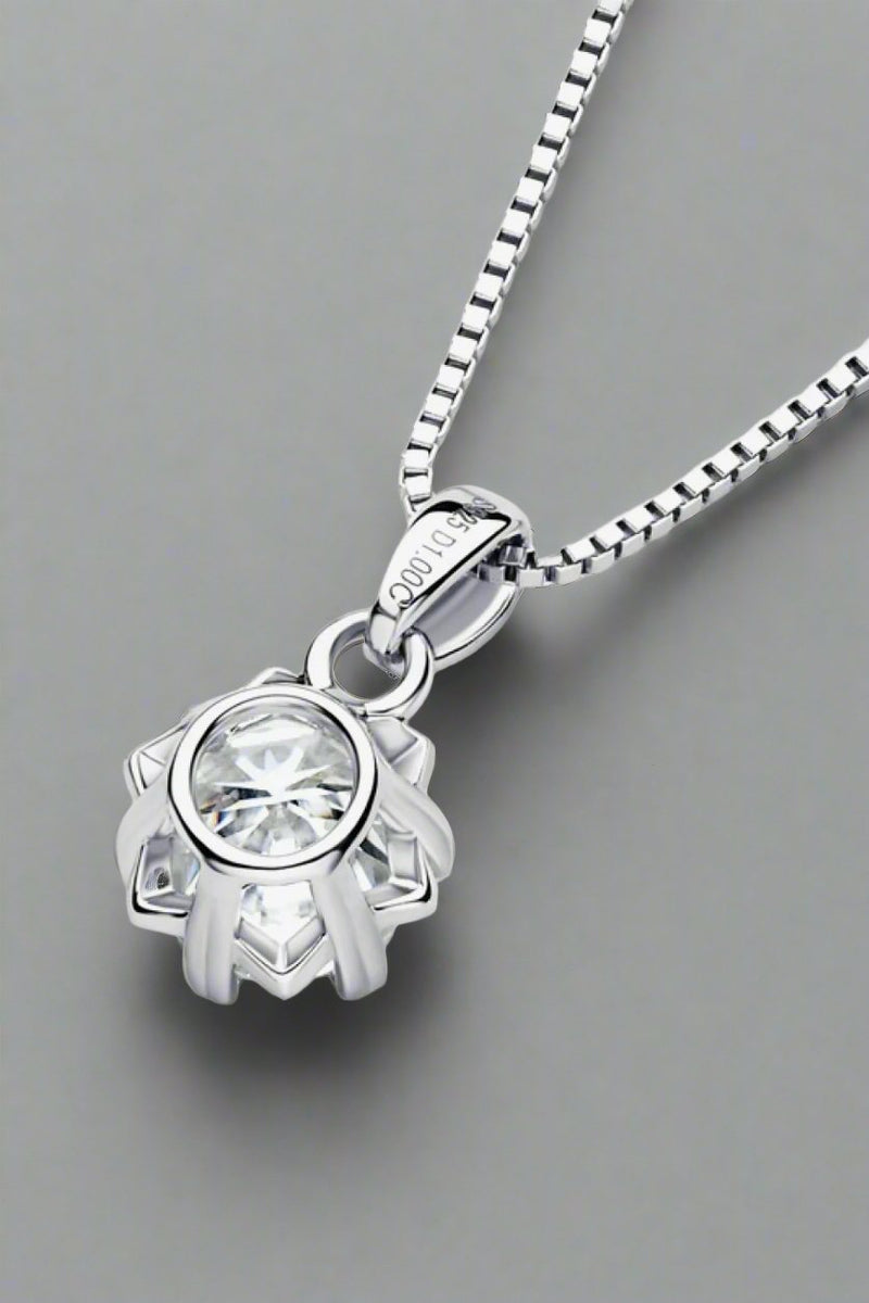 1 Carat Moissanite Pendant Platinum-Plated Necklace