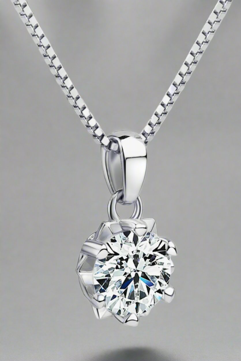 1 Carat Moissanite Pendant Platinum-Plated Necklace