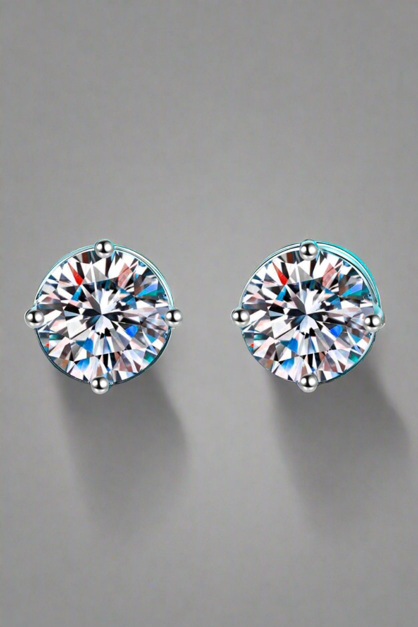 2 Carat Moissanite Rhodium-Plated Stud Earrings