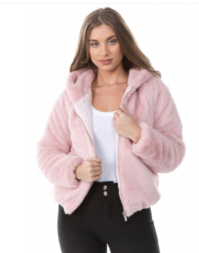 Pink  Faux Fur Coat